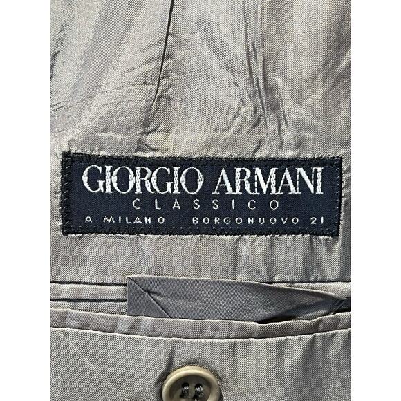 Vintage 80's Giorgio Armani Classico 42R Beige Gray Nailhead Sport Coat Blazer - Picture 12 of 15
